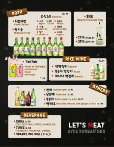 Lets Meat Soju Menu